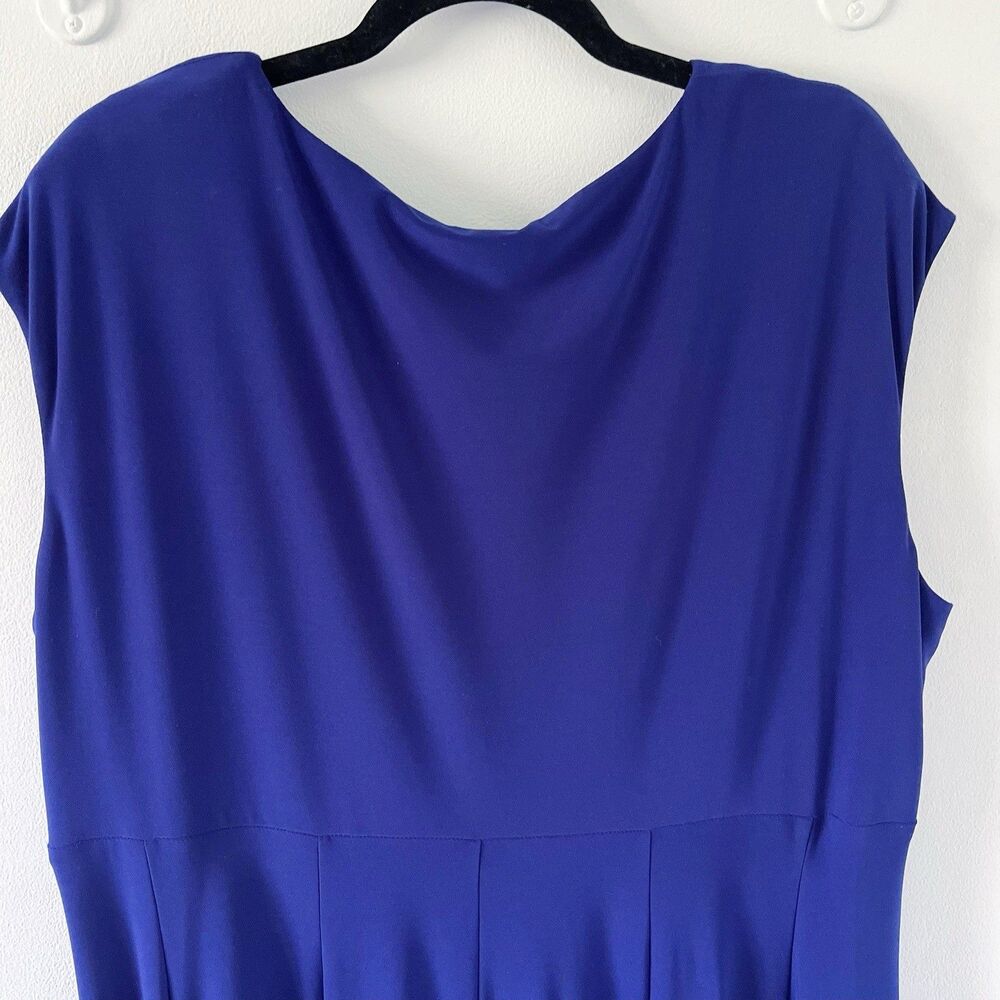 Lauren Ralph Lauren 20W Midnight Blue Empire Aline Stretch Shift Dress V-Neck - Picture 10 of 14